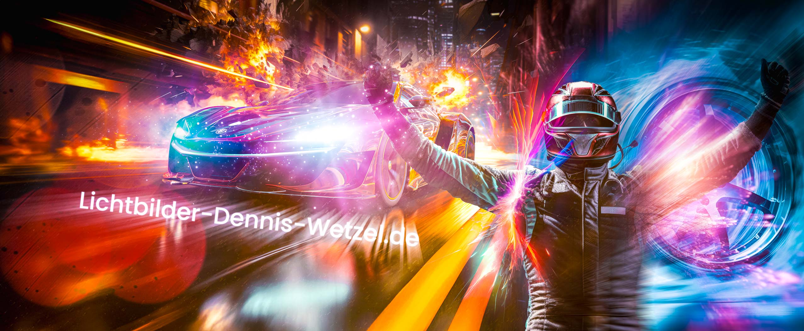 Fast racing car driving in City