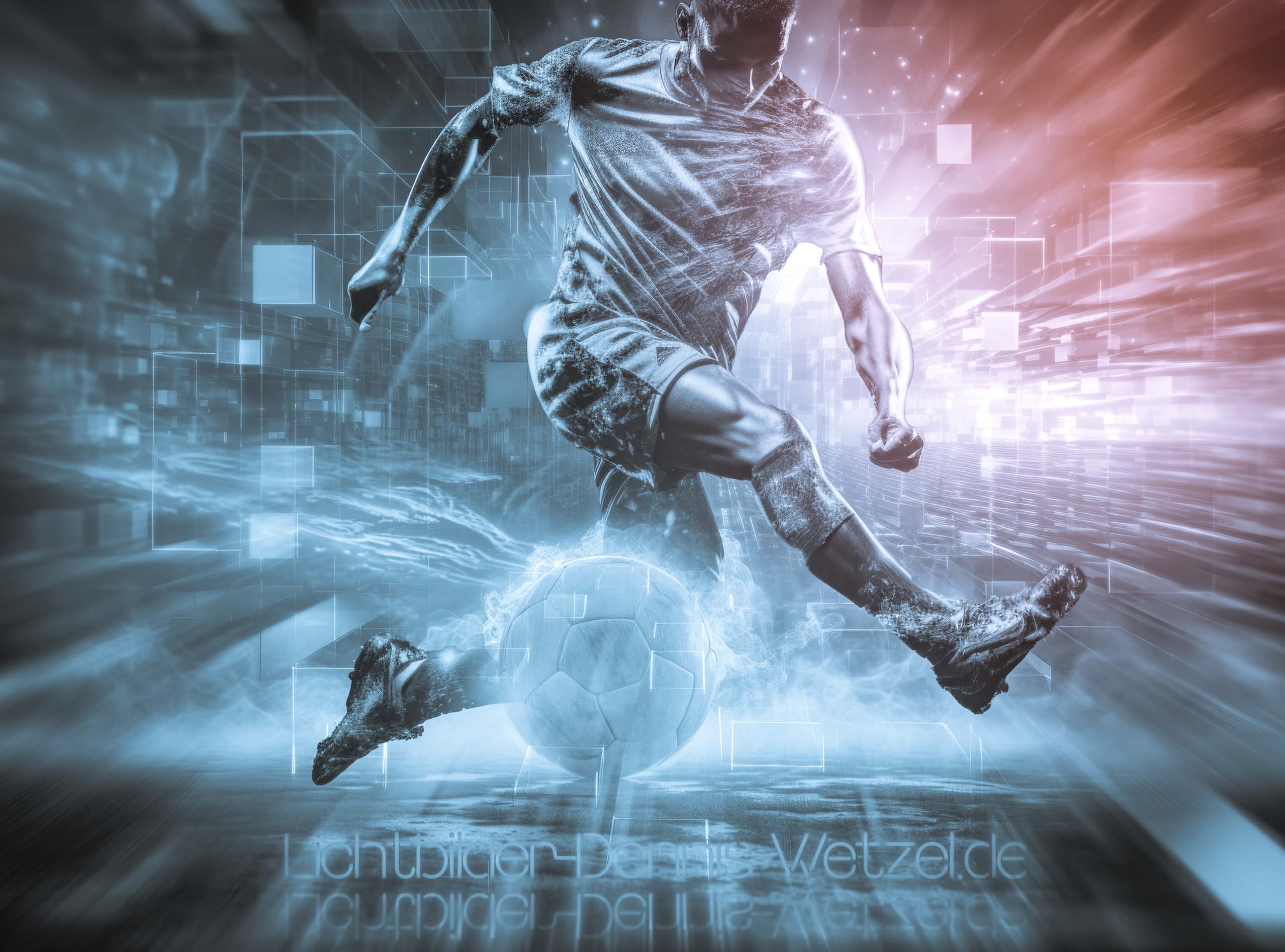 Fussballspieler-mit-Ball-Rauch-und-Licht-Lichtbilder-Dennis-Wetzel.de
