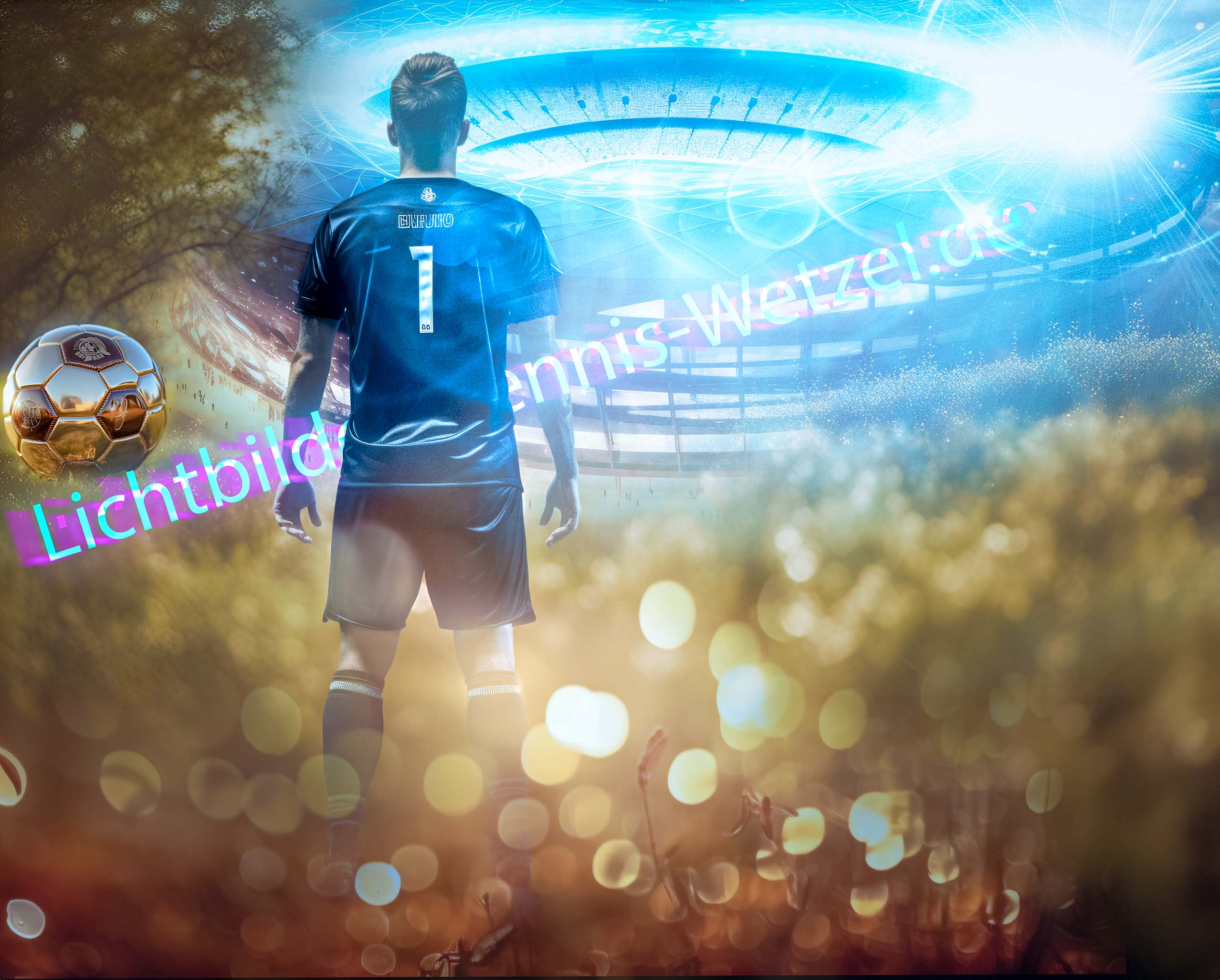 Blue-Flare-Fussballspieler-auf-Huegel-vor-Stadion-Lichtbilder-Dennis-Wetzel.de